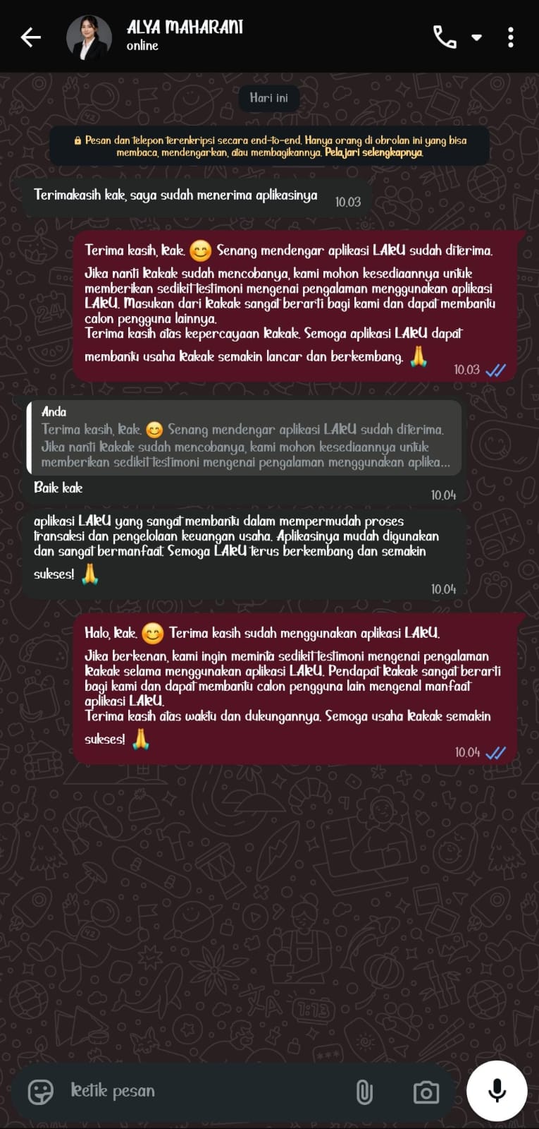 Bukti Chat & Transfer Alya Maharani